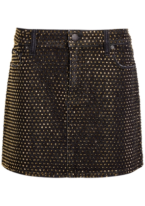 Alice + Olivia Joss Embellished Stretch-denim Mini Dress - Charcoal - 27 (W27 / UK8-10 / S)