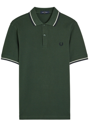 Fred Perry Twin Tipped Logo Piqué Cotton Polo Shirt - Dark Green - L