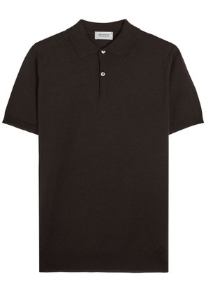 John Smedley Payton Merino Wool Polo Shirt - Dark Brown - M