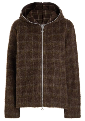 Our Legacy Full Zip Hood Checked Brushed Knit Jumper - Brown - 42 (UK14 / L)