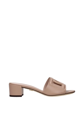 Dolce & Gabbana Pink Leather Flat Sandals - EU36/US6