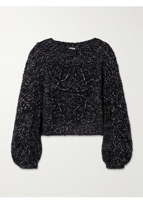 LOEWE - Anagram Embroidered Metallic Mohair-blend Sweater - Black - x small,small,medium,large