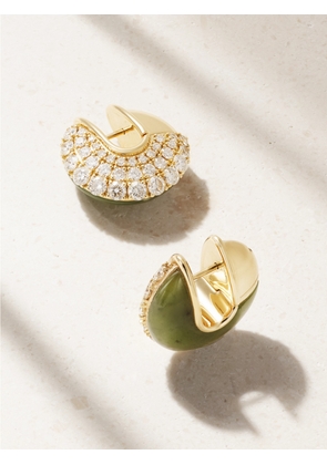 Fernando Jorge - Fluid 18-karat Gold, Diamond And Jade Hoop Earrings - Green - One size