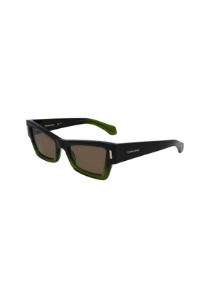 Ferragamo Green Acetate Sunglasses