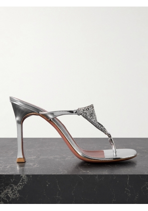 Amina Muaddi - Cameron Crystal-embellished Chainmail And Metallic Leather Mules - Silver - IT35,IT36,IT36.5,IT37,IT37.5,IT38,IT38.5,IT39,IT39.5,IT40,IT41
