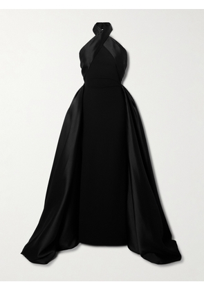 Solace London - Rumi Satin-twill And Crepe Halterneck Gown - Black - UK 4,UK 6,UK 8,UK 10,UK 12,UK 14,UK 16
