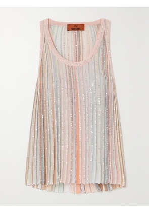 Missoni - Sequin-embellished Striped Metallic Ribbed-knit Tank - Pink - IT36,IT38,IT40,IT42,IT44,IT46,IT48