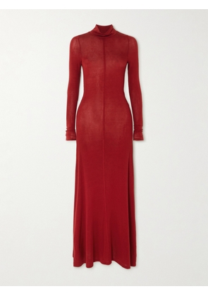ST. AGNI - Stretch-tencel™ Lyocell Turtleneck Maxi Dress - Red - x small,small,medium,large,x large