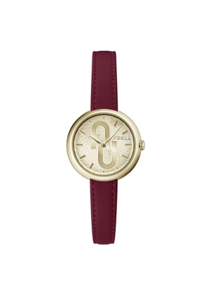 Furla Red Leather Dress Watch