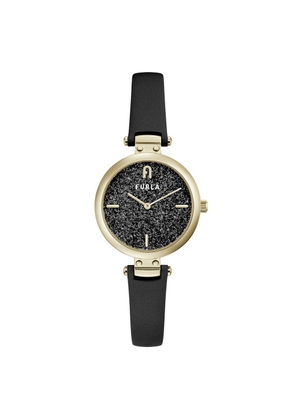 Furla Black Leather Dress Watch
