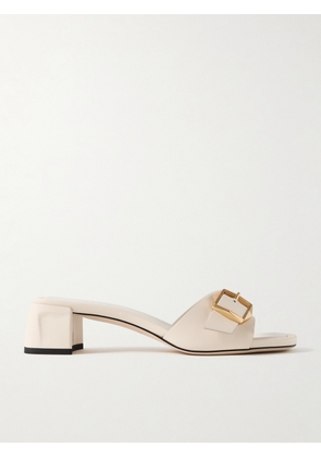 Jimmy Choo - Hawke 40 Buckled Leather Mules - White - IT36,IT36.5,IT37,IT37.5,IT38,IT38.5,IT39,IT39.5,IT40,IT40.5,IT41,IT41.5,IT42