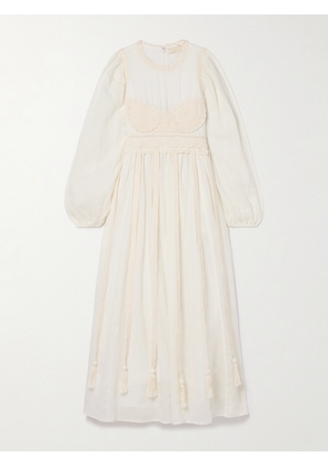 Ulla Johnson - Aviva Knitted Cotton-trimmed Ramie Midi Dress - Cream - US0,US2,US4,US6,US8,US10