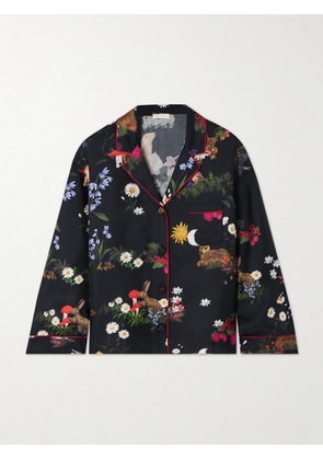 Eres - Fee Piped Printed Silk Pajama Shirt - Black - FR 36,FR 38,FR 40,FR 42,FR 44