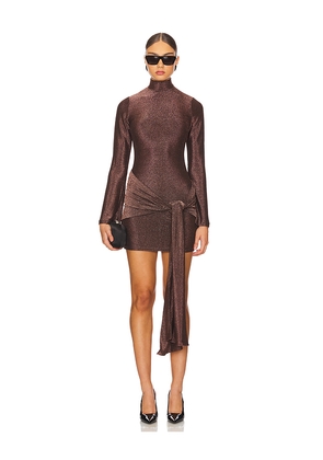 Bardot Seraphina Tie Front Dress in Metallic Bronze. Size 10. Also in 12, 6, 8.