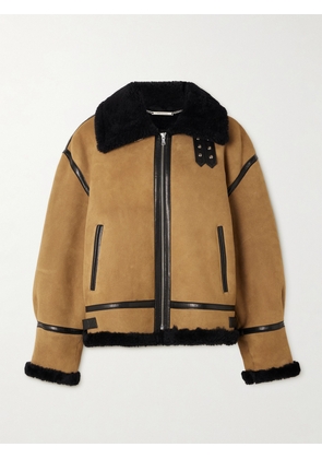 Nour Hammour - Portia Leather-trimmed Shearling Jacket - Brown - FR 34,FR 36,FR 38,FR 40,FR 42,FR 44