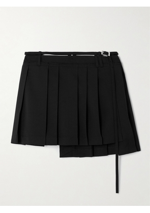 Acne Studios - Belted Asymmetric Pleated Grain De Poudre Mini Skirt - Black - DK32,DK34,DK36,DK38,DK40,DK42