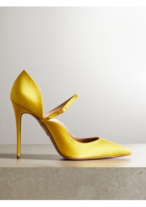 Aquazzura - Bellezza 105 Satin Mary Jane Pumps - Yellow - IT35,IT36,IT36.5,IT37,IT37.5,IT38,IT38.5,IT39,IT39.5,IT40,IT40.5,IT41,IT42