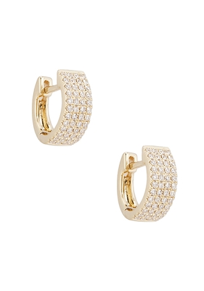 EF COLLECTION Diamond Jumbo Huggie Earrings in Metallic Gold.