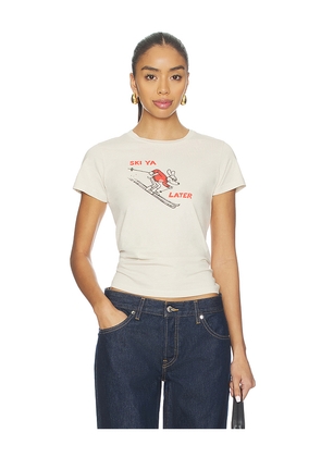 DAYDREAMER Ski Ya Later Headliner Tee in Cream. Size L. Also in M, S, XS.