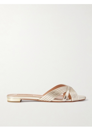 Aquazzura - Sundance Metallic Vegan Leather Slides - IT35,IT36,IT36.5,IT37,IT37.5,IT38,IT38.5,IT39,IT39.5,IT40,IT40.5,IT41,IT41.5,IT42