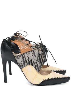 Christian Dior Pre-Owned 110mm crocodile-embossed lace-up pumps - Black