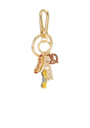 BaubleBar Big Apple Bling Bag Charm in Metallic Gold.