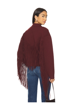 Essentiel Antwerp Istern Fringe Jacket in Burgundy. Size S. Also in M.
