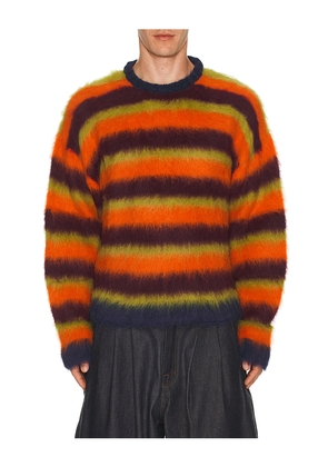 Brain Dead Blurry Lines Alpaca Crewneck Sweater in Orange. Size L. Also in M.