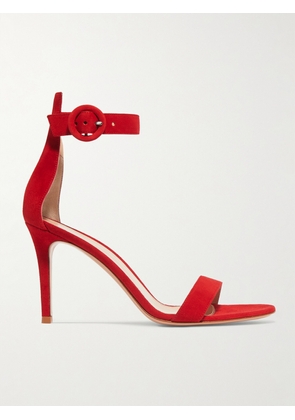 Gianvito Rossi - Portofino 85 Suede Sandals - Red - IT34,IT34.5,IT35,IT35.5,IT36,IT36.5,IT37,IT37.5,IT38,IT38.5,IT39,IT39.5,IT40,IT40.5,IT41,IT41.5,IT42