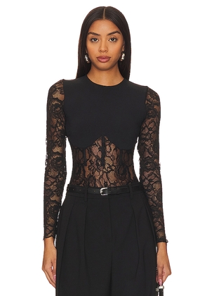 fleur du mal Boned Bodysuit in Black. Size L. Also in S, XS.