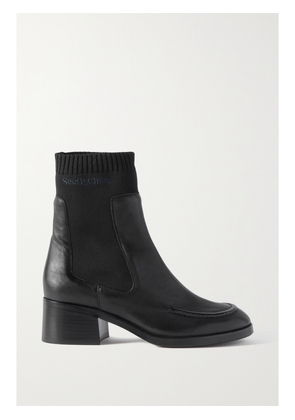 SEE BY CHLOÉ - Wendy Stretch-knit Leather Chelsea Boots - Black - IT35,IT35.5,IT36,IT36.5,IT37,IT37.5,IT38,IT38.5,IT39,IT39.5,IT40,IT40.5,IT41,IT41.5,IT42