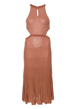 TWINSET ribbed-knit lurex midi dress - Orange