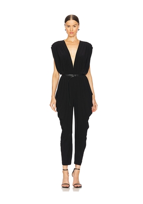 Norma Kamali Square Sleeve Waterfall Jumpsuit in Black. Size XS. Also in S.