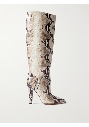 Paris Texas - Elsa Buckled Snake-effect Leather Knee Boots - Animal print - IT35,IT36,IT36.5,IT37,IT37.5,IT38,IT38.5,IT39,IT39.5,IT40,IT40.5,IT41,IT41.5,IT42