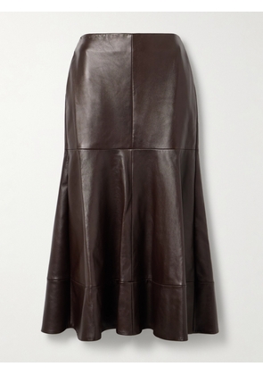 Brandon Maxwell - The Preston Paneled Leather Midi Skirt - Brown - US2,US4,US6