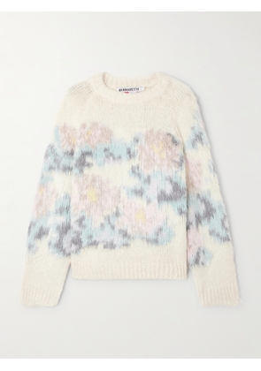 BERNADETTE - Intarsia Brushed-silk Sweater - Ivory - x small,small,medium,large,x large