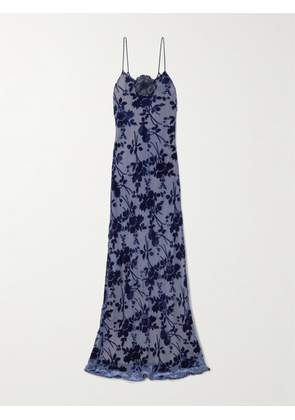 Rodarte - Appliquéd Floral Devoré-velvet Gown - Blue - US0,US2,US4,US6,US8,US10,US12,US14