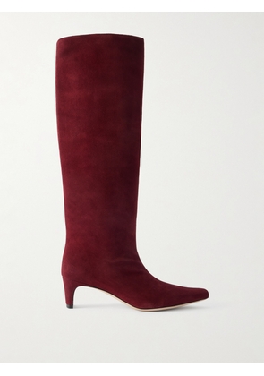 STAUD - Wally Suede Knee Boots - Burgundy - IT35,IT36,IT36.5,IT37,IT37.5,IT38,IT38.5,IT39,IT39.5,IT40,IT40.5,IT41,IT41.5,IT42
