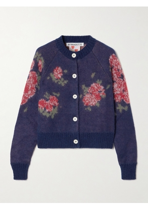 BERNADETTE - Amelia Floral-jacquard Mohair-blend Cardigan - Blue - x small,small,medium,large,x large