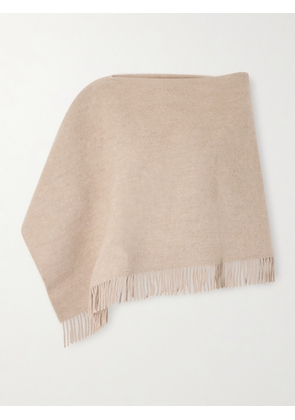 Brunello Cucinelli - Fringed Wool And Cashmere-blend Poncho - Neutrals - One size