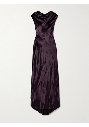 TWP - Back To You Open-back Draped Velvet Gown - Purple - US0,US2,US4,US6,US8