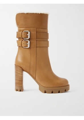 Christian Louboutin - Elisawalk 100 Buckled Shearling-lined Leather Ankle Boots - Brown - IT36,IT36.5,IT37,IT37.5,IT38,IT38.5,IT39,IT39.5,IT40,IT40.5,IT41,IT41.5,IT42