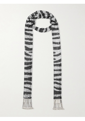 RABANNE - Fringed Zebra-print Chainmail Scarf - Animal print - One size