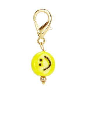 Maison Irem Smiley Shoe Charm in Metallic Gold.