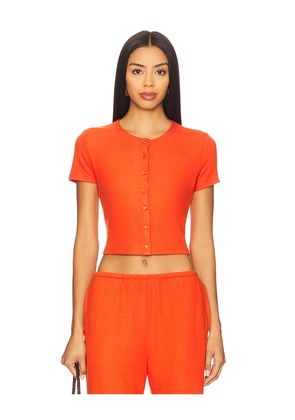 LESET Lauren Short Sleeve Cardigan in Orange. Size M. Also in S.