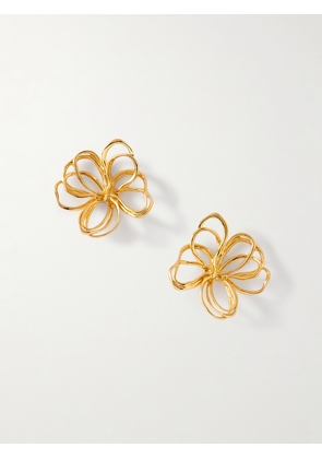 Oscar de la Renta - Threaded Flower Gold-tone Earrings - One size