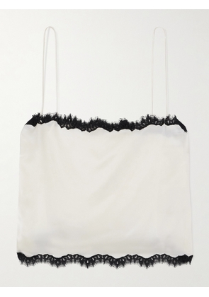 DÔEN - Loure Lace-trimmed Silk-satin Top - Ecru - xx small,x small,small,medium,large,x large,xx large
