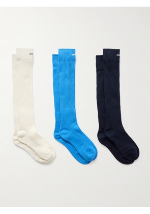 SHUSHU/TONG - Pack Of Three Embroidered Cotton-blend Socks - Multi - One size