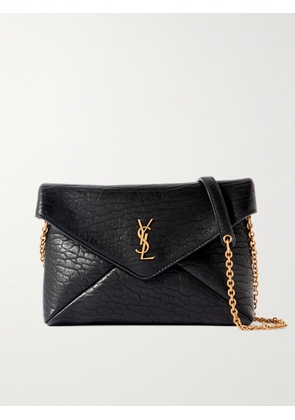 SAINT LAURENT - Cassandre Textured-leather Shoulder Bag - Black - One size