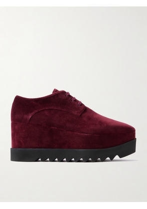 Stella McCartney - Elyse Velvet Platform Brogues - Burgundy - IT35,IT36,IT37,IT38,IT39,IT40,IT41